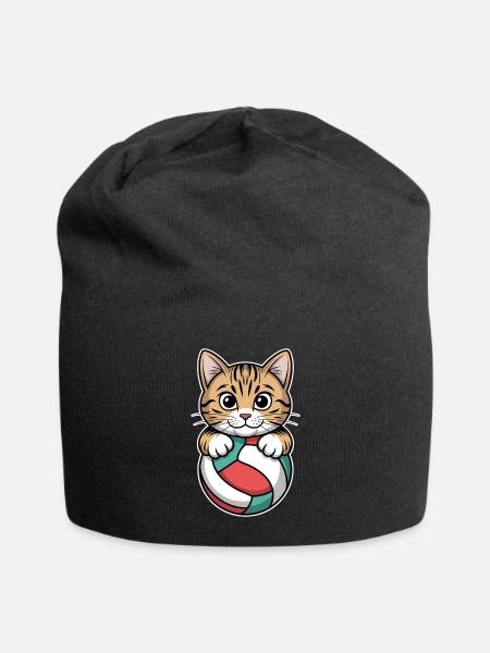 Chat de volley-ball drôle de cadeau de volley-ball - Bonnet en jersey - noir