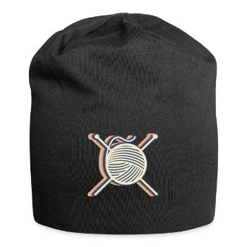 Stricken Stricker häkeln Garn Retro Line Art - Jersey-Beanie - Schwarz - Vorne