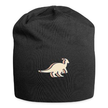 Parasaurolophus Dinosaur Retro Line Art - Jersey Beanie - black - Front