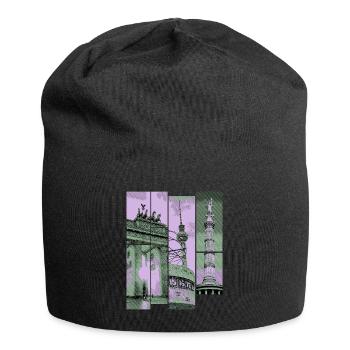 Berlin Skyline City Allemagne Collage Vintage - Bonnet en jersey - noir - Devant
