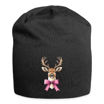 Coquette Bow Reindeer Christmas - Jersey Beanie - black - Front