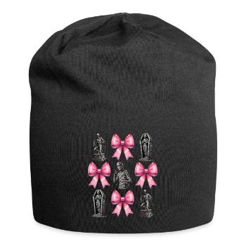Coquettish Bow Mummy Spooky Halloween Mom - Jersey Beanie - black - Front