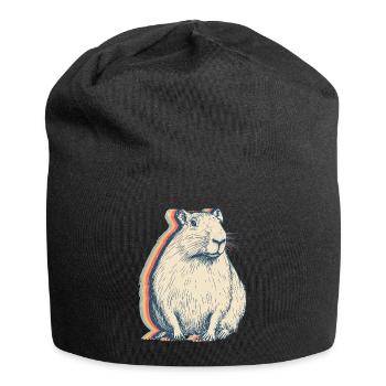 Capybara Capibara Retro Line Art - Jersey Beanie - black - Front