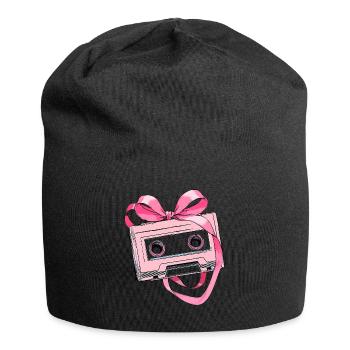 Coquette Bow Cassette Strap 80s Retro - Jersey Beanie - black - Front