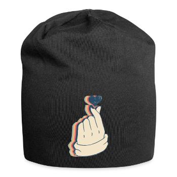 Saranghae Kpop Doigt Coeur Kdrama Rétro Line Art - Bonnet en jersey - noir - Devant
