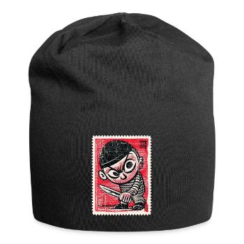Bande dessinée gangster sur timbre-poste - Bonnet en jersey - noir - Devant
