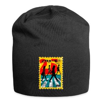Tokio Zebrastreifen – Retro Briefmarke - Jersey-Beanie - Schwarz - Vorne