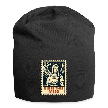 Segne dieses Chaos – Engel Briefmarke - Jersey-Beanie - Schwarz - Vorne