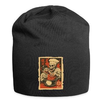 Skelett Koch mit Assistent und Kochtopf - Jersey-Beanie - Schwarz - Vorne