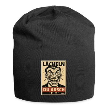 Lächeln du Arsch Sarkamsmus Comic im Retro Stil - Jersey-Beanie - Schwarz - Vorne