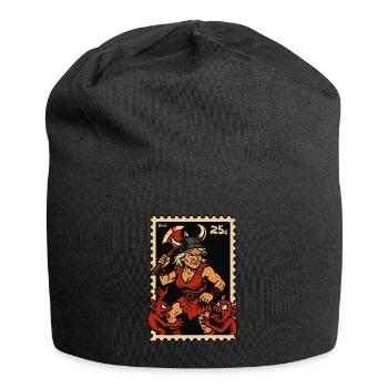 Wikinger Oma mit Axt kämpft gegen rote Dämonen - Jersey-Beanie - Schwarz - Vorne