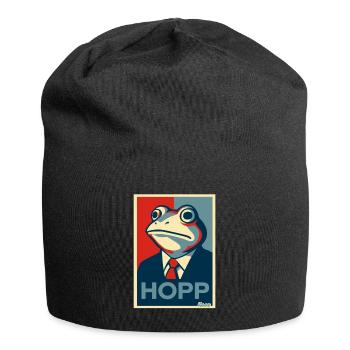 Grenouille en costume avec dire Hopp parodie - Bonnet en jersey - noir - Devant