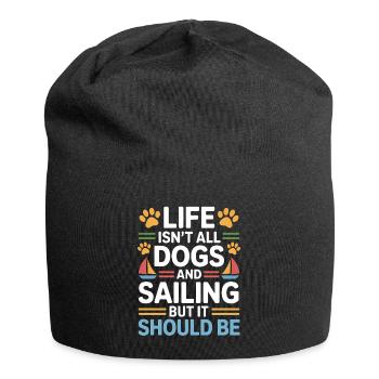 Sailing Saying Dog Sailor Dog Sailing Gift - Jersey Beanie - black - Front