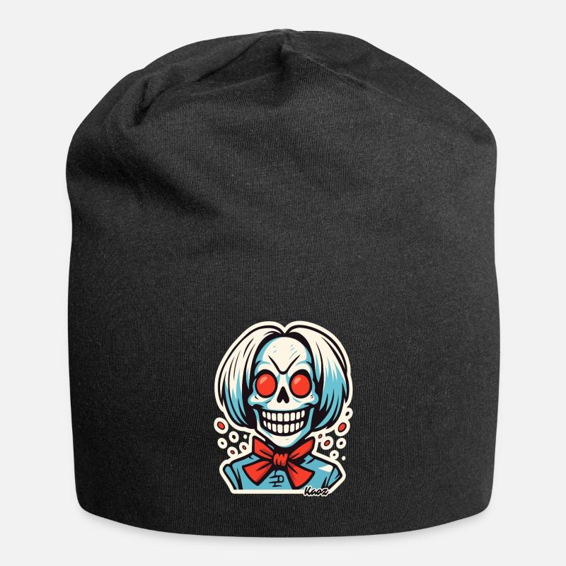 Squelette souriant avec ruban rouge - Bonnet en jersey - noir