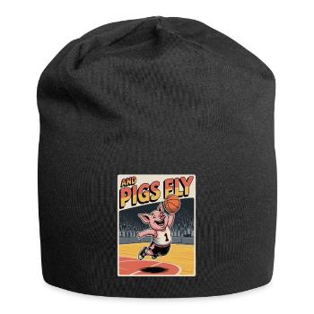 Flying pig playing basketball - Jersey Beanie - black - Front