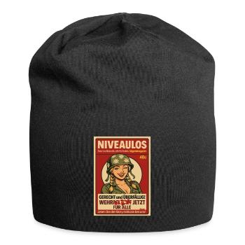 Comicfrau mit Helm im Magazin-Stil - Jersey-Beanie - Schwarz - Vorne
