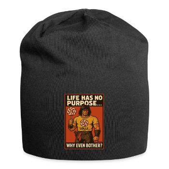 Muskulöser Krieger Mann mit Lolli Comicstil - Jersey-Beanie - Schwarz - Vorne