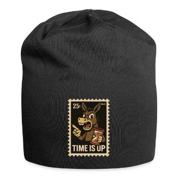 Donkey with hourglass on postcard - Jersey Beanie - black - Front