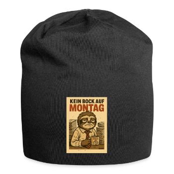 Paresseux de bureau fatigué avec café et lundi - Bonnet en jersey - noir - Devant