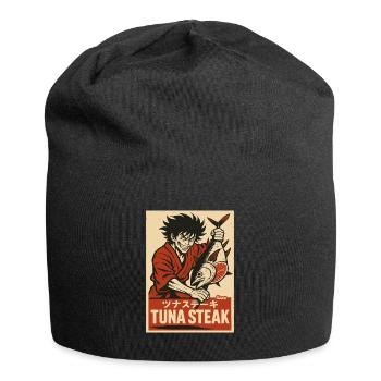 Mann im Kimono mit Thunfisch und Schriftzug „Tuna - Jersey-Beanie - Schwarz - Vorne