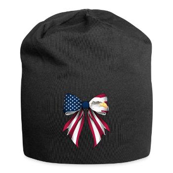 Coquette Bow Bald Eagle Bird US Flag - Jersey Beanie - black - Front