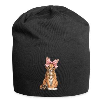 Coquette noeud Big Floppa Caracal Cat Meme - Bonnet en jersey - noir - Devant