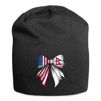 Coquette Bow Nepal Roots Heritage Nepali Pride - Jersey Beanie - black - Front