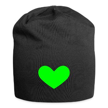 Green heart - Jersey Beanie - black - Front