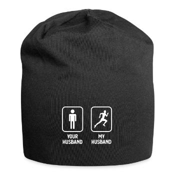 Votre mari Mon mari - courir - - Bonnet en jersey - noir - Devant
