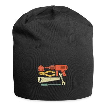 Baustelle Werkzeug Hammer Handwerker Vintage - Jersey-Beanie - Schwarz - Vorne