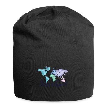 Carte du monde avec l’Europe Asie Amérique Cadeau - Bonnet en jersey - noir - Devant