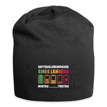 Lehrer Spruch Batterie Akku Lustig Schule Geschenk - Jersey-Beanie - Schwarz - Vorne