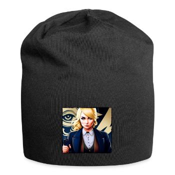 Blonde girl in cool steampunk style - Jersey Beanie - black - Front