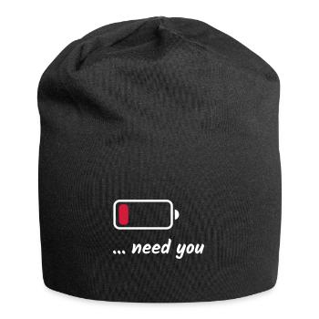 Batterie faible besoin de vous blanc - Bonnet en jersey - noir - Devant
