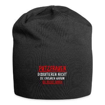 Putzfrau Haushalt Spruch Reinigungskraft Geschenk - Jersey-Beanie - Schwarz - Vorne