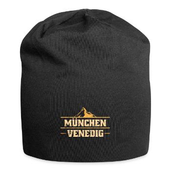 Alpenüberquerung München Venedig Fernwanderweg - Jersey-Beanie - Schwarz - Vorne