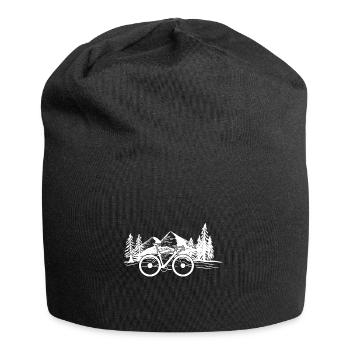 Fahrrad und Berge - (F.m) - Jersey-Beanie - Schwarz - Vorne