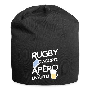Rugby et apéro - Bonnet en jersey - noir - Devant