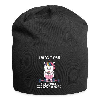 Einhorn Eis Hanteln Geschenk - Jersey-Beanie - Schwarz - Vorne