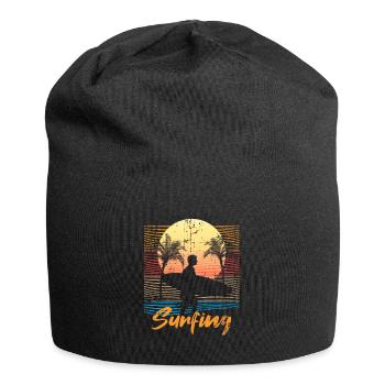 Été, vacances, surf, paumes - Bonnet en jersey - noir - Devant