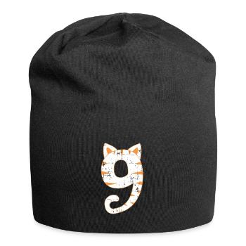 Cat 9th birthday - Jersey Beanie - black - Front