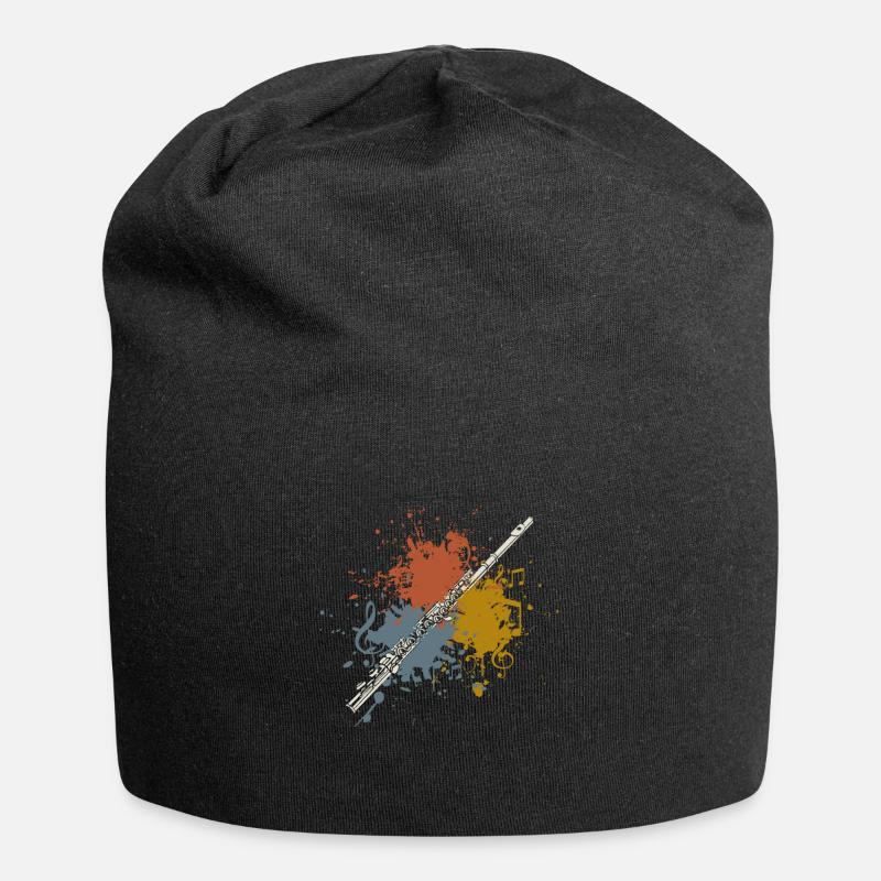 Querflöte retro - Jersey-Beanie - Schwarz