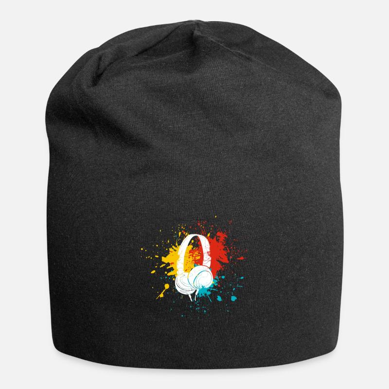 Kopfhörer Musik - Jersey-Beanie - Schwarz