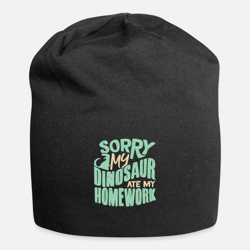 Dinosaurier - Jersey-Beanie - Schwarz