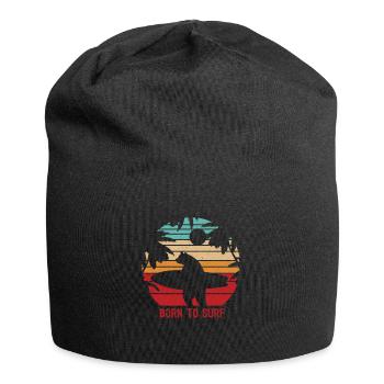Retro Vintage Funny Surfing Bear Shirt Surfer Gesc - Jersey Beanie - black - Front