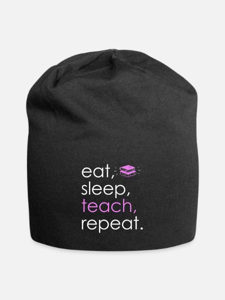 Eat Sleep Teach Repeat - Jersey-Beanie - Schwarz