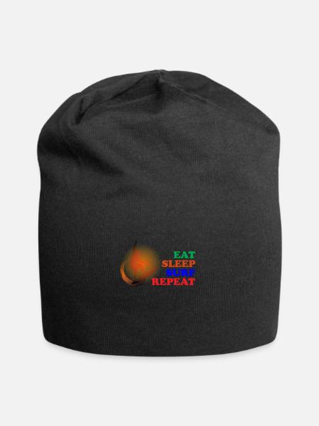 Eat Sleep Surf Repeat funny Surfer Quote - Jersey-Beanie - Schwarz