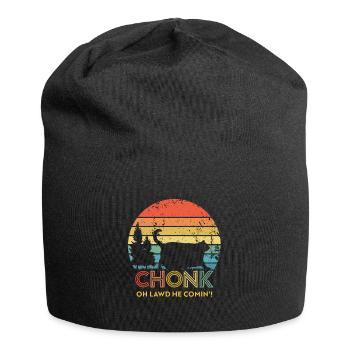 Retro Sonnenuntergang Chonk Katze Mollige Katze - Jersey-Beanie - Schwarz - Vorne