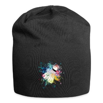 Wasserfabe Farbexplosion Splash Design Federball - Jersey-Beanie - Schwarz - Vorne
