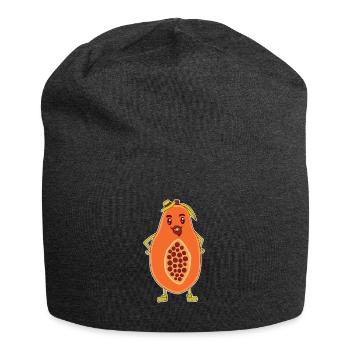 Papaya Papa Cartoon mit Bart und Hut Papa Geschenk - Jersey-Beanie - Anthrazit - Vorne